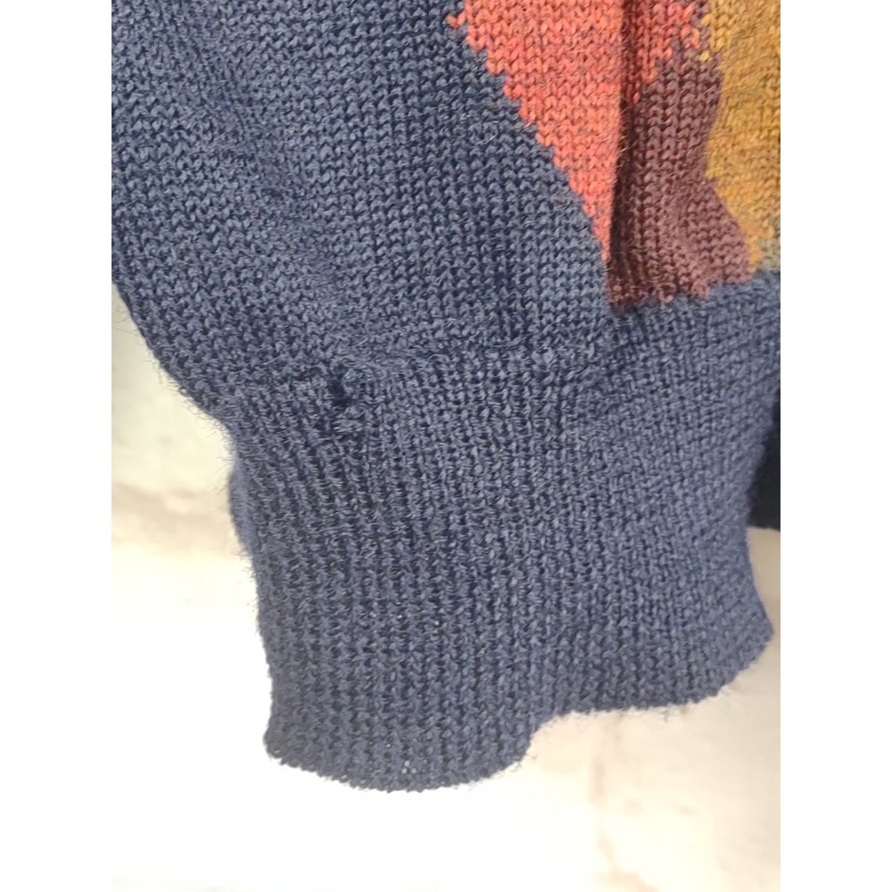 Vtg Tricots St Raphael Argyle Pattern Wool XL Pullover Collared Sweater *HOLES* - Picture 11 of 12